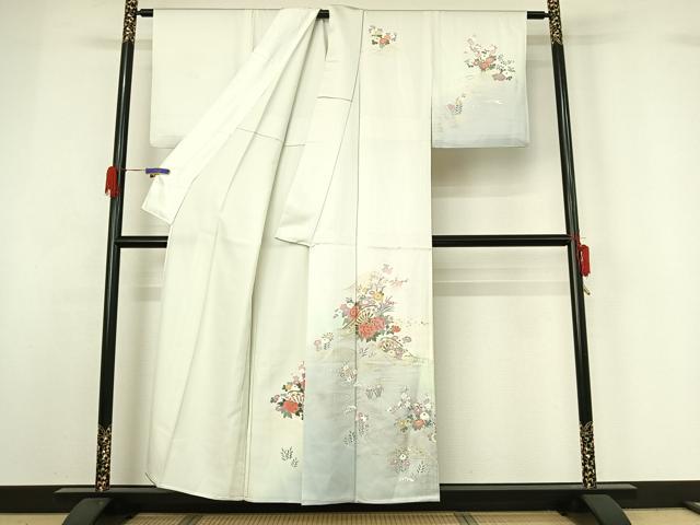 平和屋着物▽訪問着 単衣 源氏車花文 暈し染め 金銀彩 正絹 逸品 AABG5678jh
