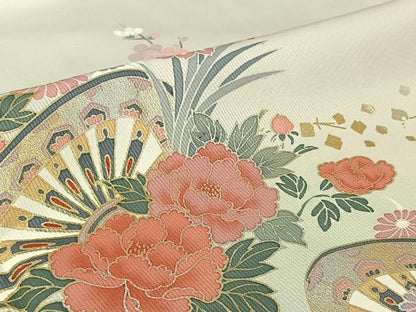 平和屋着物▽訪問着 単衣 源氏車花文 暈し染め 金銀彩 正絹 逸品 AABG5678jh