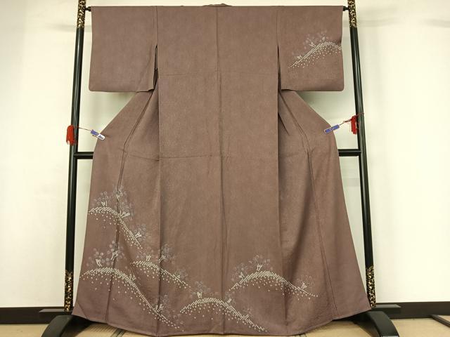 平和屋着物▽訪問着 単衣 絞り 風景花文 正絹 逸品 AABG5679jh
