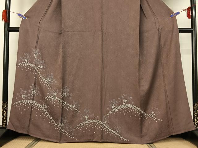 平和屋着物▽訪問着 単衣 絞り 風景花文 正絹 逸品 AABG5679jh