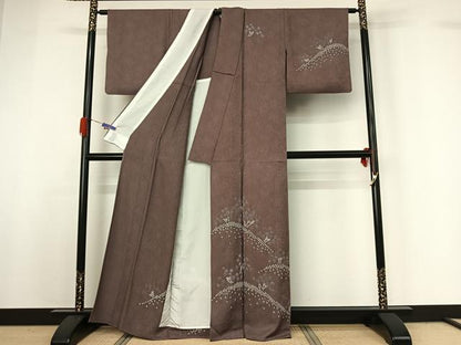 平和屋着物▽訪問着 単衣 絞り 風景花文 正絹 逸品 AABG5679jh
