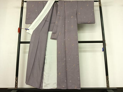 平和屋着物▽上質な小紋 単衣 舞花文 正絹 逸品 AABG5680jh