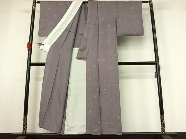 平和屋着物▽上質な小紋 単衣 舞花文 正絹 逸品 AABG5680jh
