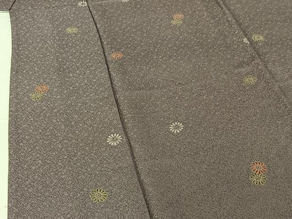平和屋着物▽上質な小紋 単衣 舞花文 正絹 逸品 AABG5680jh