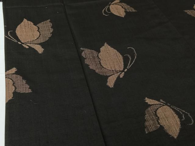 平和屋着物▽上質な紬 単衣 舞蝶文 正絹 逸品 AABG5683jh