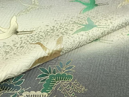 平和屋着物▽訪問着 単衣 飛鶴松文 暈し染め 金銀彩 正絹 逸品 AABG5686jh