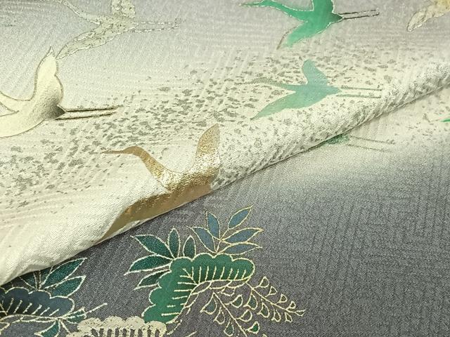 平和屋着物▽訪問着 単衣 飛鶴松文 暈し染め 金銀彩 正絹 逸品 AABG5686jh