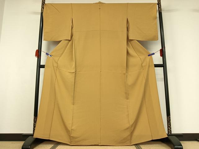 平和屋着物▽上質な色無地 単衣 飴色 正絹 逸品 AABG5688jh