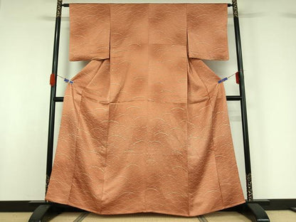 平和屋着物▽上質な小紋 単衣 露芝文 正絹 逸品 AABG5689jh