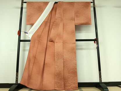 平和屋着物▽上質な小紋 単衣 露芝文 正絹 逸品 AABG5689jh