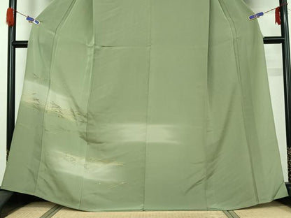 平和屋着物▽訪問着 単衣 敷松葉文 暈し染め 金彩 正絹 逸品 AABG5690jh