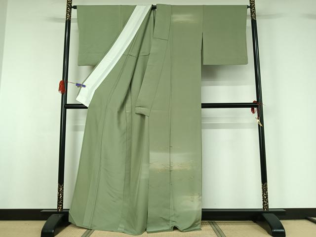 平和屋着物▽訪問着 単衣 敷松葉文 暈し染め 金彩 正絹 逸品 AABG5690jh