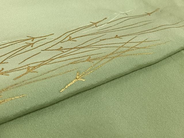 平和屋着物▽訪問着 単衣 敷松葉文 暈し染め 金彩 正絹 逸品 AABG5690jh