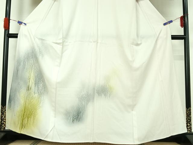 平和屋着物▽訪問着 単衣 樹林文 暈し染め 三越扱い 正絹 逸品 AABG5693jh