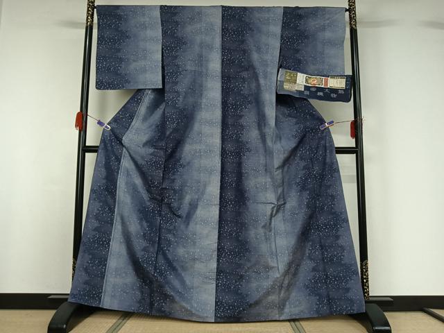 平和屋着物▽本場大島紬 単衣 泥染め 雪は降る 証紙付き 正絹 逸品 AABG5695jh