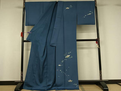 平和屋着物▽本加賀友禅作家 牧野顕三 訪問着 無双 絽袷 絽×絽 流水花文 正絹 逸品 AABG5696jh