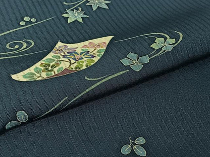 平和屋着物▽本加賀友禅作家 牧野顕三 訪問着 無双 絽袷 絽×絽 流水花文 正絹 逸品 AABG5696jh