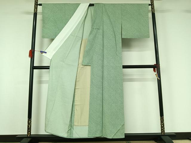 平和屋着物▽上質な小紋　単衣　斜縞　正絹　逸品　AABG5699jh