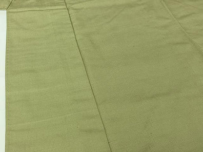 平和屋着物▽上質な紬 単衣 若葉色 正絹 逸品 AABG5701jh