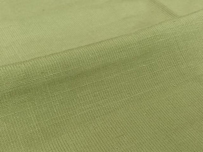 平和屋着物▽上質な紬 単衣 若葉色 正絹 逸品 AABG5701jh