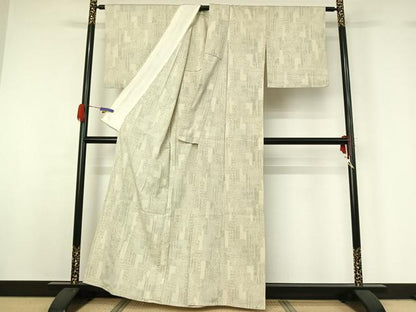 平和屋着物▽本塩沢 単衣 幾何学吉祥文 正絹 逸品 AABG5705jh