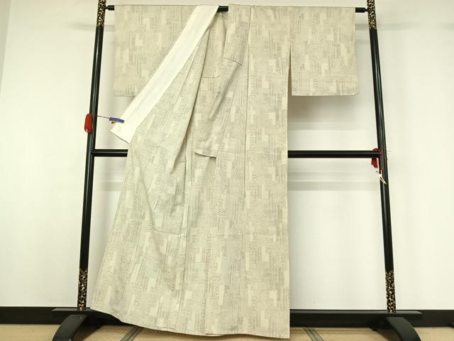 平和屋着物▽本塩沢 単衣 幾何学吉祥文 正絹 逸品 AABG5705jh