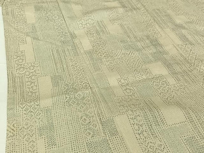平和屋着物▽本塩沢 単衣 幾何学吉祥文 正絹 逸品 AABG5705jh
