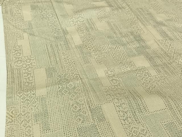 平和屋着物▽本塩沢 単衣 幾何学吉祥文 正絹 逸品 AABG5705jh