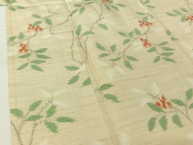 平和屋着物▽上質な紬 単衣 南天文 正絹 逸品 AABG5707jh