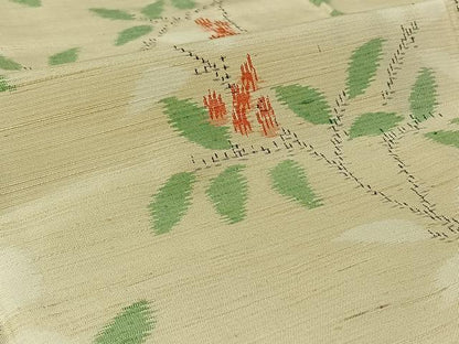 平和屋着物▽上質な紬 単衣 南天文 正絹 逸品 AABG5707jh
