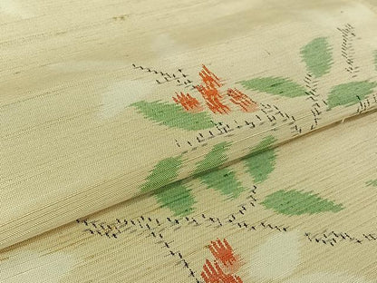 平和屋着物▽上質な紬 単衣 南天文 正絹 逸品 AABG5707jh