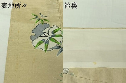 平和屋着物▽上質な紬 単衣 雪輪花文 正絹 逸品 AABG5708jh