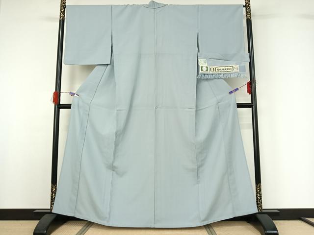 平和屋着物▽本塩沢 単衣 秘色色 証紙付き 正絹 逸品 AABG5709jh