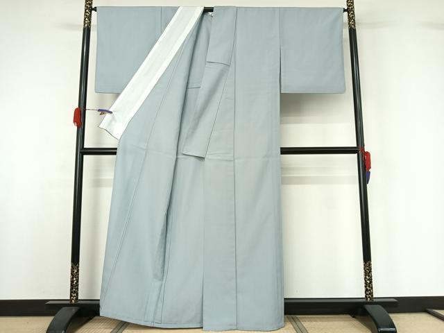 平和屋着物▽本塩沢 単衣 秘色色 証紙付き 正絹 逸品 AABG5709jh