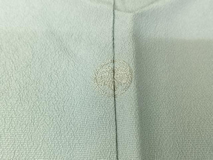 平和屋着物▽本塩沢 単衣 秘色色 証紙付き 正絹 逸品 AABG5709jh