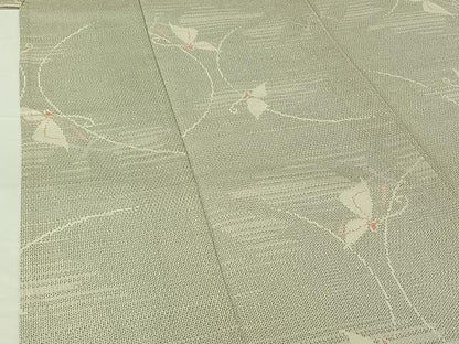 平和屋着物▽本塩沢　単衣　110亀甲　舞蝶文　正絹　逸品　AABG5711jh
