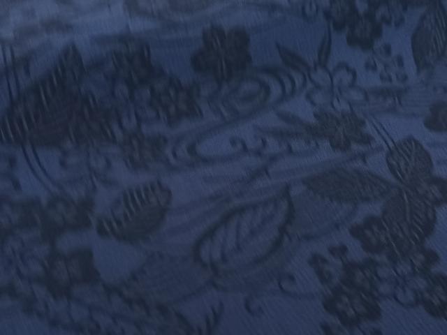 平和屋着物▽上質な小紋 単衣 型染め 藍 流水花文 正絹 逸品 AABG5714jh