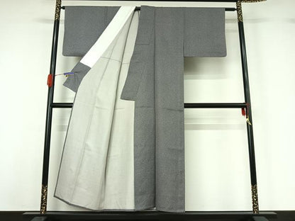 平和屋着物▽上質な小紋 単衣 石畳文 正絹 逸品 AABG5715jh