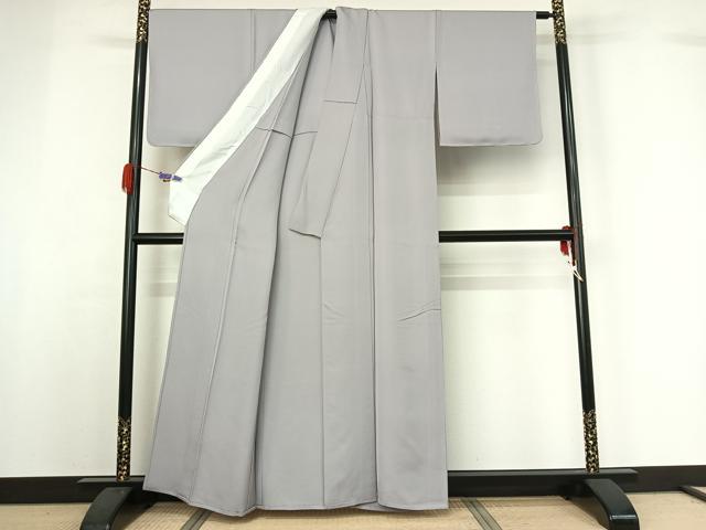 平和屋着物▽上質な色無地 単衣 暁鼠色 正絹 逸品 AABG5719jd
