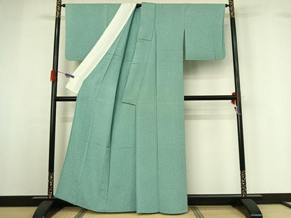平和屋着物▽上質な小紋 単衣 箔散らし文 鬼しぼ縮緬 正絹 逸品 AABG5720jh