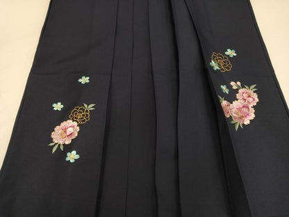 平和屋着物●女性　行灯袴　草花文　金糸　洗える着物　AABG5721ph