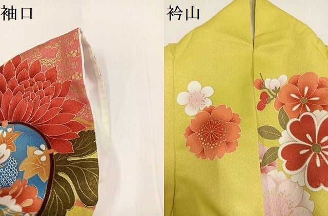 平和屋着物●小振袖　二尺袖　舞花文　金彩　洗える着物　AABG5735ph