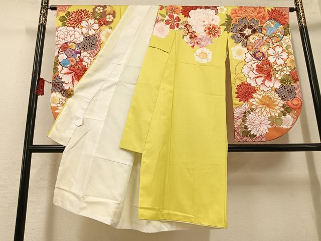 平和屋着物●小振袖　二尺袖　舞花文　金彩　洗える着物　AABG5735ph