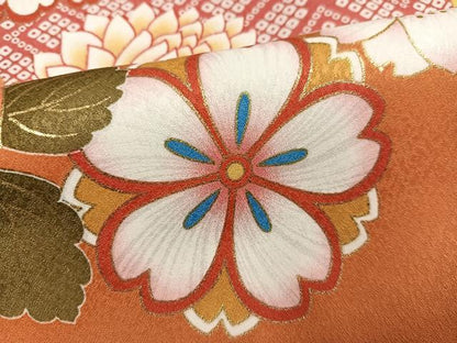 平和屋着物●小振袖　二尺袖　舞花文　金彩　洗える着物　AABG5735ph