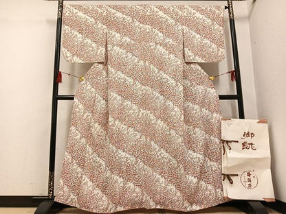 平和屋着物●上質な小紋　草花文　井筒屋扱い　たとう紙付き　正絹　逸品　AABG5738ph