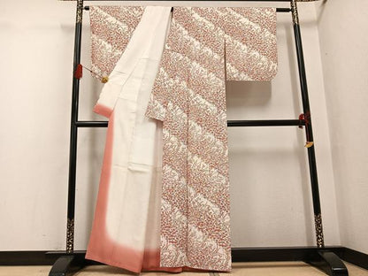 平和屋着物●上質な小紋　草花文　井筒屋扱い　たとう紙付き　正絹　逸品　AABG5738ph
