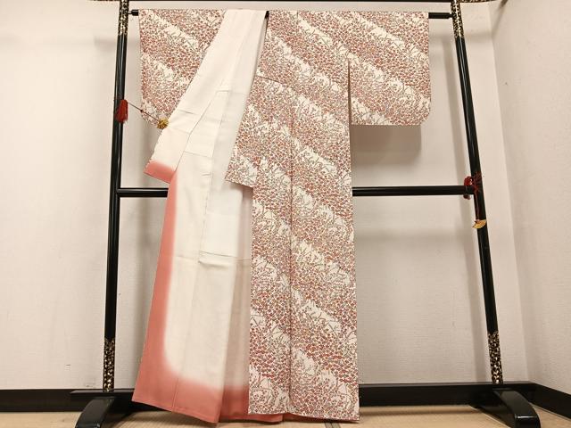 平和屋着物●上質な小紋　草花文　井筒屋扱い　たとう紙付き　正絹　逸品　AABG5738ph