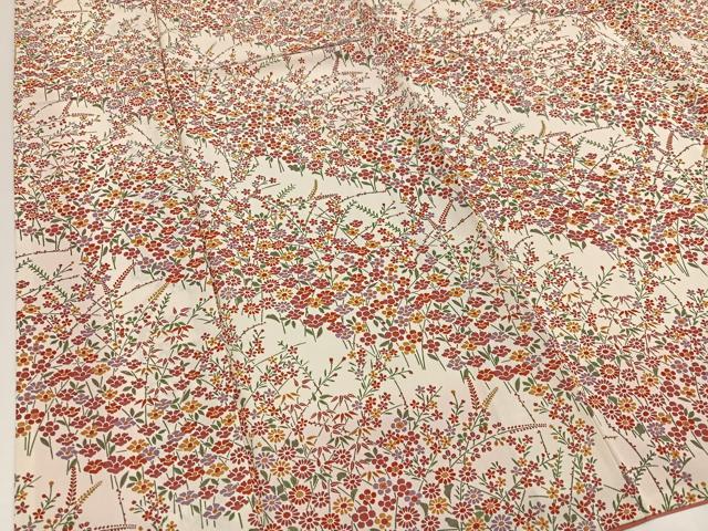 平和屋着物●上質な小紋　草花文　井筒屋扱い　たとう紙付き　正絹　逸品　AABG5738ph