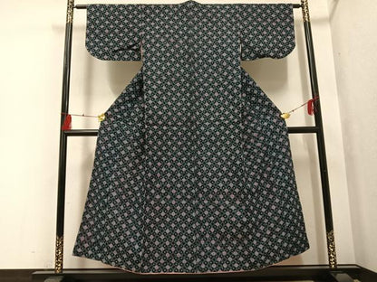 平和屋着物●久留米絣　単衣　綿　逸品　AABG5739ph
