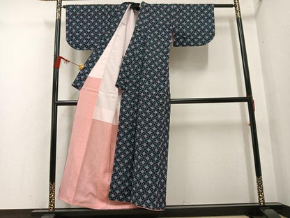 平和屋着物●久留米絣　単衣　綿　逸品　AABG5739ph